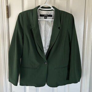 Kensie Green Olive Blazer Polka Dot Lining Size M Medium
